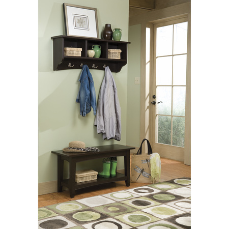 Alaterre Furniture Shaker Cottage Storage Coat Hook with Bench Set, Chocolate ASCA0304CL